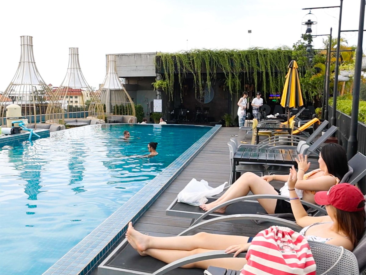 Rooftop pool in Cambodia
